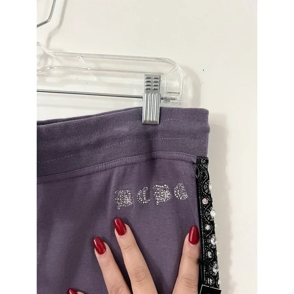 BCBGMAXAZRIA Full Set Frosted Plum Rhinestone Tracksuit Set Hoodie Pants XL - Picture 9 of 14